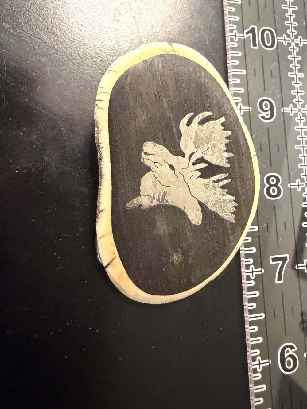 Vintage Unique Moose Antler With Silver Moose Head Inlay Belt Buckle